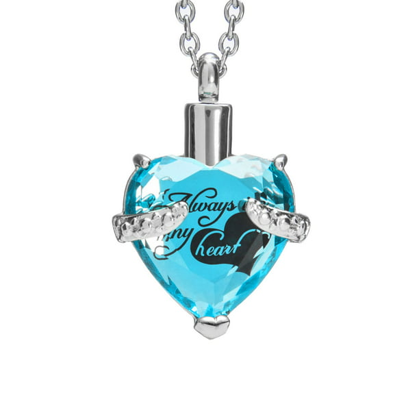 B-Pure Blue-Always Paw Graceful Memorial Glass Pendant Necklace for Ashes Cremation Jewelry 